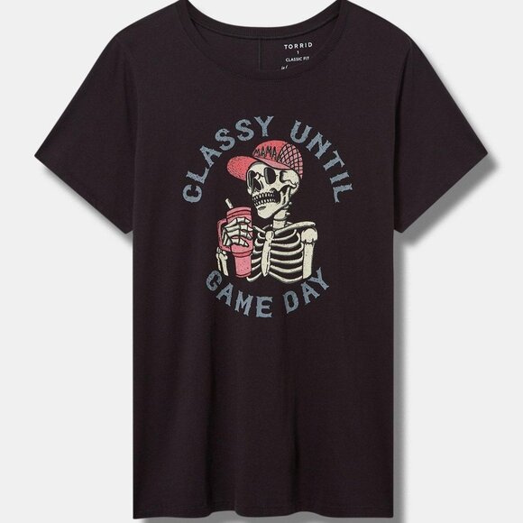 ❤️NWT VINTAGE TORRID TEE - CLASSY UNTIL GAME DAY SKELETON BEER GRAPHIC PLUS SIZE - Picture 1 of 15